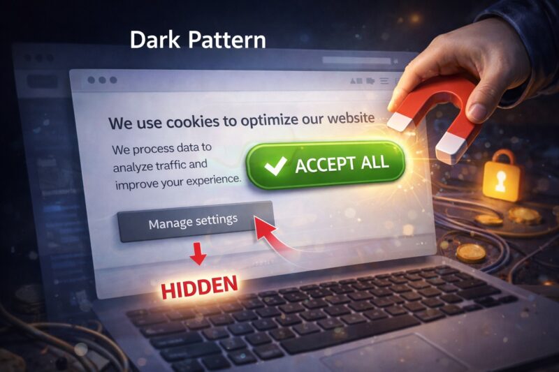 Esempio di dark pattern su sito web